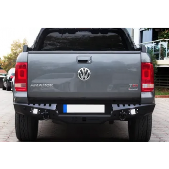 Задний силовой бампер серии AQM для Volkswagen Amarok из стали 3 мм (цвет черный, с светодиодными фонарями)